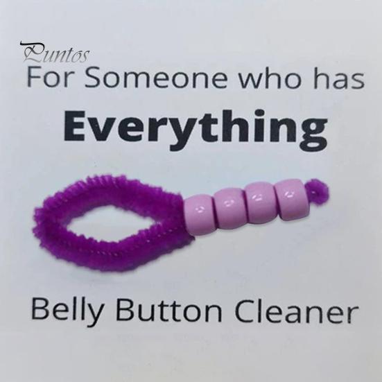 Soft Plush Cleaning Brush Belly Button Brush, Bristle Navel Cleaner with Anti Slip Groove Dirt Remover Beaded Handle, Portable Body Care Tool