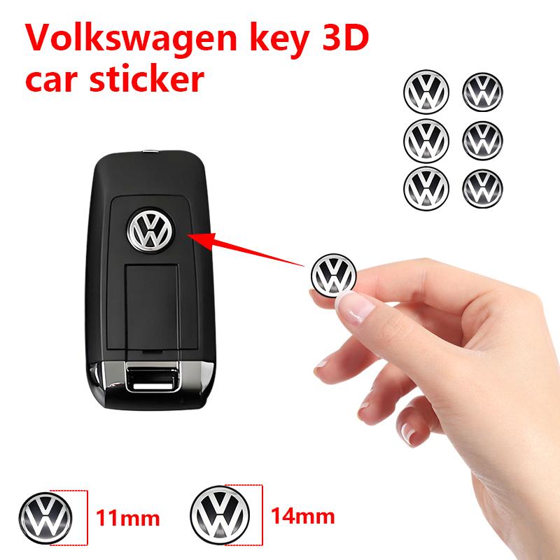 abcd1 11mm 14mm Aluminium Car Remote Control Key Badge Emblem Stickers For VW Polo GTI Golf 5 7 Jetta Mk6 Passat B5 B6 Scirocco New