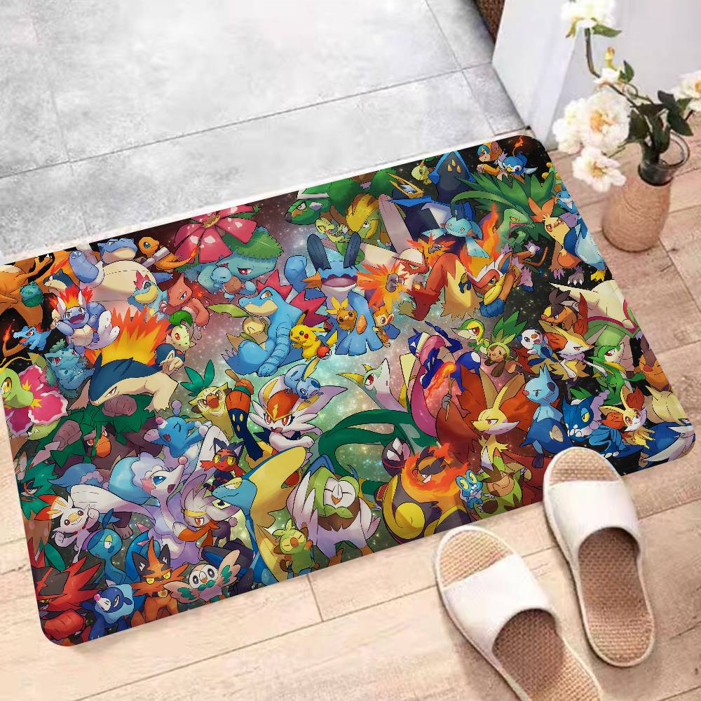 Cute P-Pokemones Anime Kitchen Mat Cheaper Anti-slip Modern Living Room Balcony Printed Modern Home Decor
