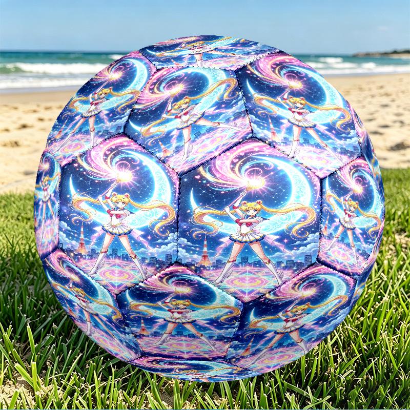 Sailor Moon Print Size 5 Soccer Ball, PU Wear Resistant Football for Match Training and Daily Practice, Birthday Gift for Soccer Fans