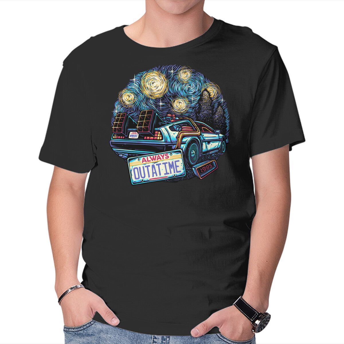 Unisex Crew Neck T-Shirt Always Outatime Graphic Short Sleeve Casual Tee XL