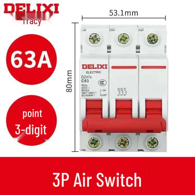 Delixi DZ47 Miniature Circuit Breaker: 1P/2P/3P/4P, 220V Single-Phase To 380V Three-Phase Air Switch for Household Use.