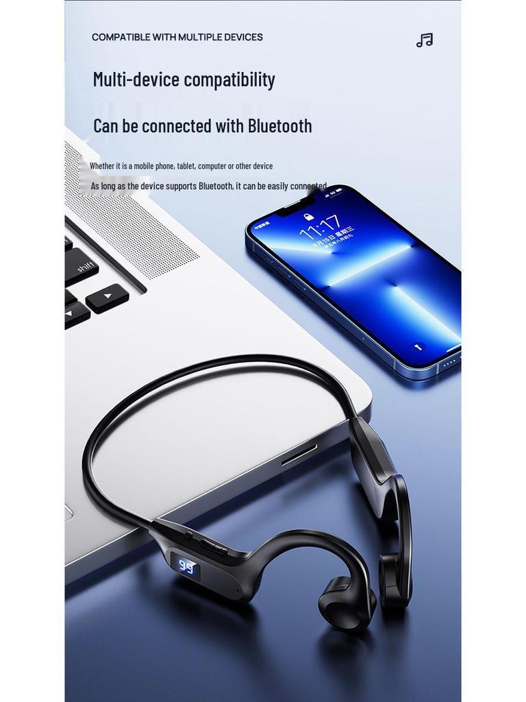 2025 X7 Bone Conduction Wireless Over-Ear Bluetooth Headphones with Sports Display & Dual Mode