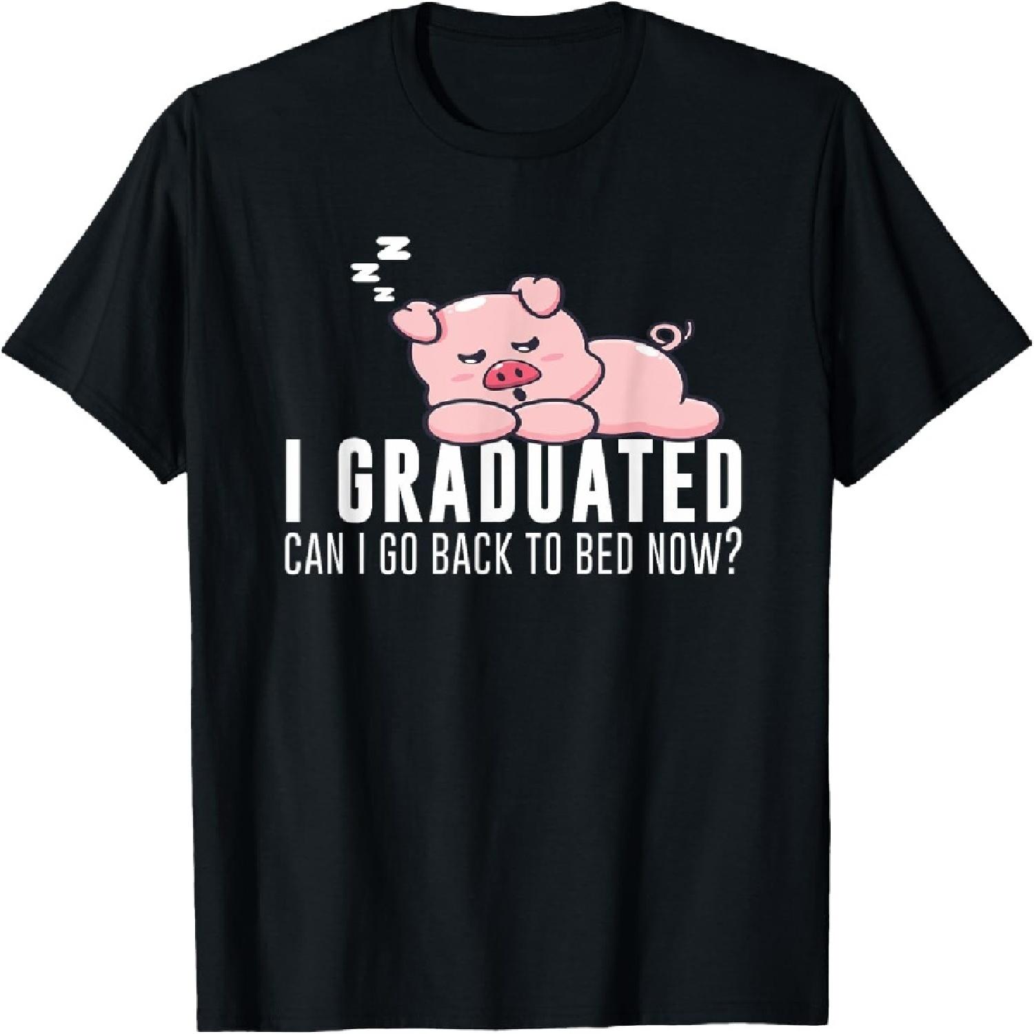 Funny I Graduated Can I Go Back To Bed Now Graduation Pig T-Shirt XXXXXL разноцветный