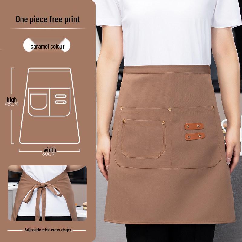 Custom Waterproof Canvas Waist Apron with Logo for Catering, Milk Tea Shops, Baristas