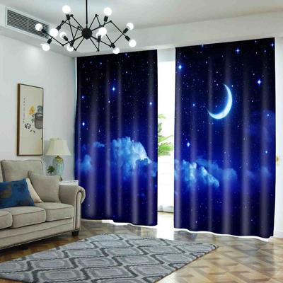 Κουρτίνες Νυχτερινής Σελήνης για Σαλόνι Starry Sky Blackout Κουρτίνα πόρτας για υπνοδωμάτιο Boho Διακόσμηση Αριστερά και Δεξιά Διαμερίσματα Ανοιχτή