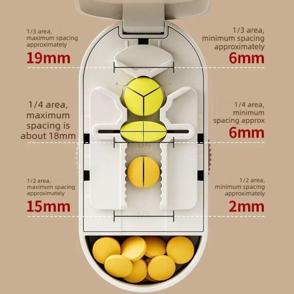 Dustproof Portable Pill Cutter Sliding Adjust Cut Tablet Dispenser Tablet Splitter Travel Use