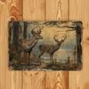 Vintage Metal Poster Deer Wall Art for Cafe Home Decor