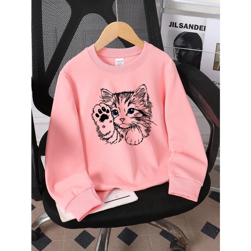 European sizes Kids' Casual Printed Round Neck Pullover, Kids' Fashion Round Neck Sweatshirt with Adorable Animal Prints, Casual Comfortable