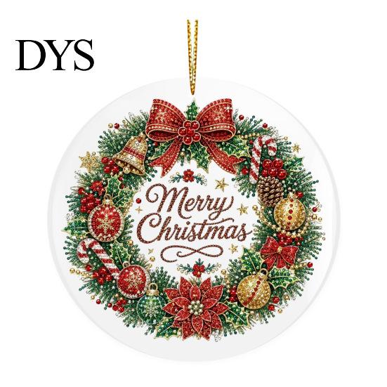 Decorative Xmas Tree Baubles Christmas Acrylic Hanging Ornament, Double Side Printed Santa Pendant for Window, Holiday Ornaments 2D Flat Festive Decor