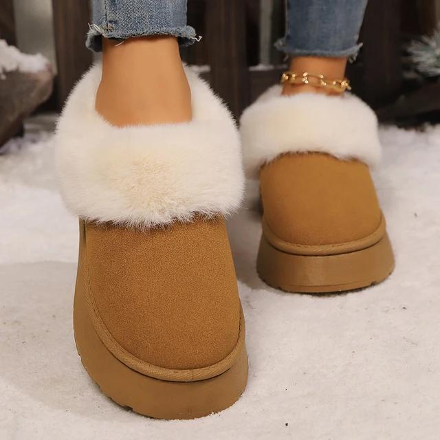 2024 New Warm Boots Women Winter Flats Shoes Short Plush Fur Ankle Snow Boots Casual Shoes Sport Suede