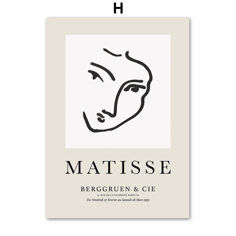 Matisse Line Face Coral Leaf Bird Abstract Posters And Prints Wall Art Canvas Painting Hotel Bar Pictures For Living Room Decor