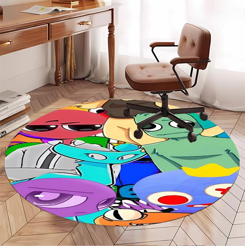 Game Rainbow Friends Pattern Round Rug, Indoor/Outdoor Mat, for Picnic, Gameroom, Bedroom, Office, Living Room, Home Decor Carpet, Birthday Gift