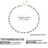 Elegant 18k Gold-Plated Stainless Steel Necklace with Imitation Pearl Beads and OT Clasp