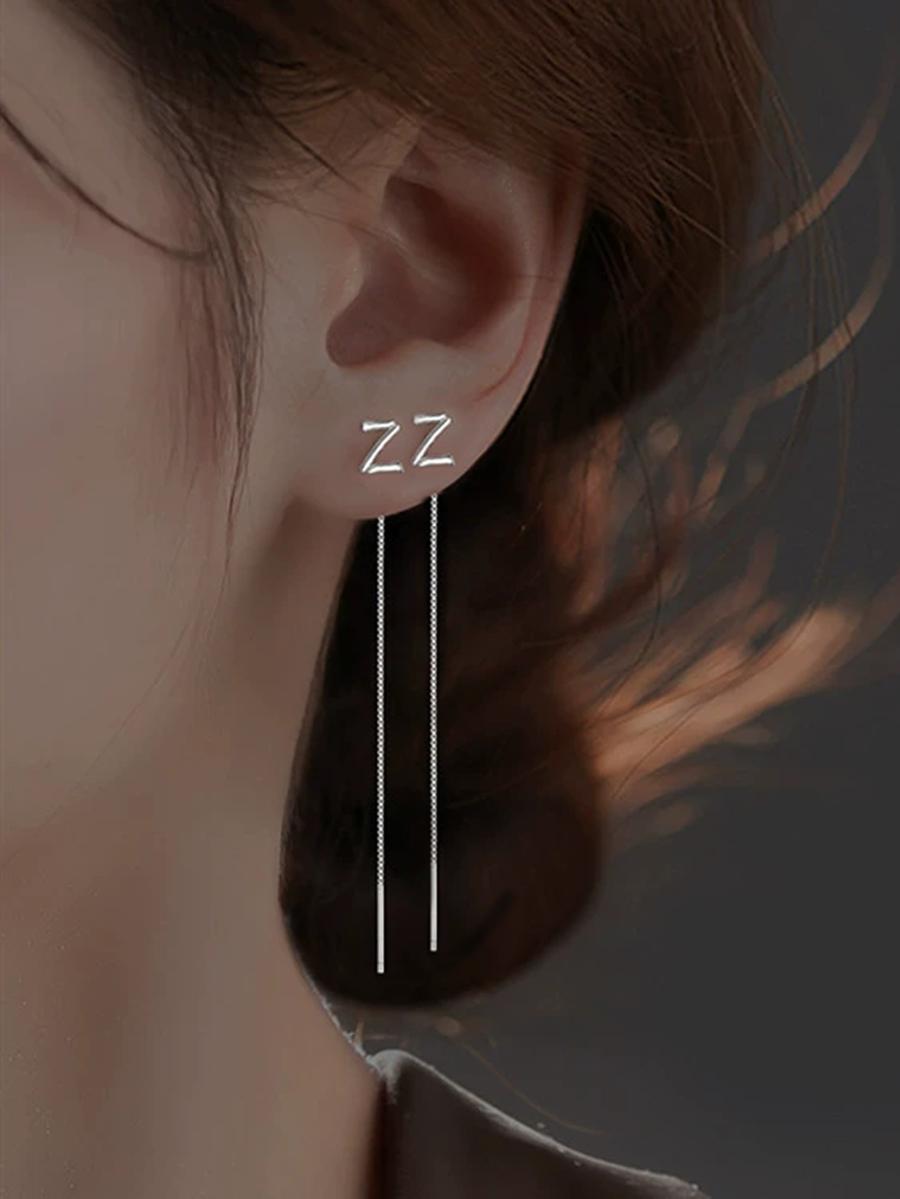 

2Pcs DIY Letters A-Z Earrings Line For Women Temperament Light Luxury Tassel Drop Earrings Letters Simple Jewelry Gifts