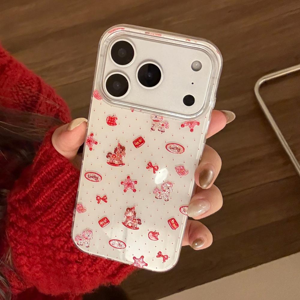 Glitzerndes Neujahr Rosa Pony Cartoon Beliebte Handyhülle für Apple iPhone 17, iPhone 16 Pro Max