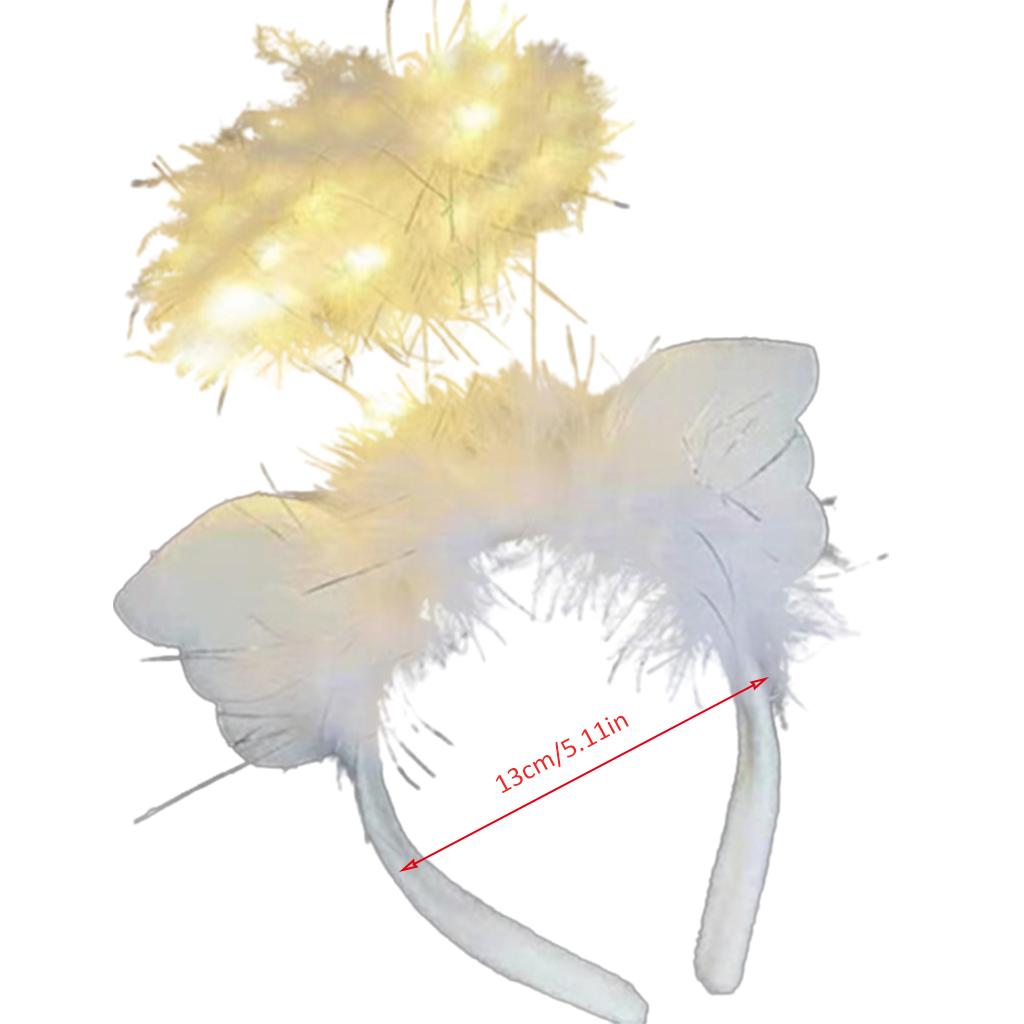 LED Feather Headband Angel Halo Headwear for Birthday Graduation Party Supplies