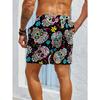 Pantaloncini casual da uomo con stampa teschio personalizzata, larghi, per esterni, palestra, da spiaggia, da nuoto