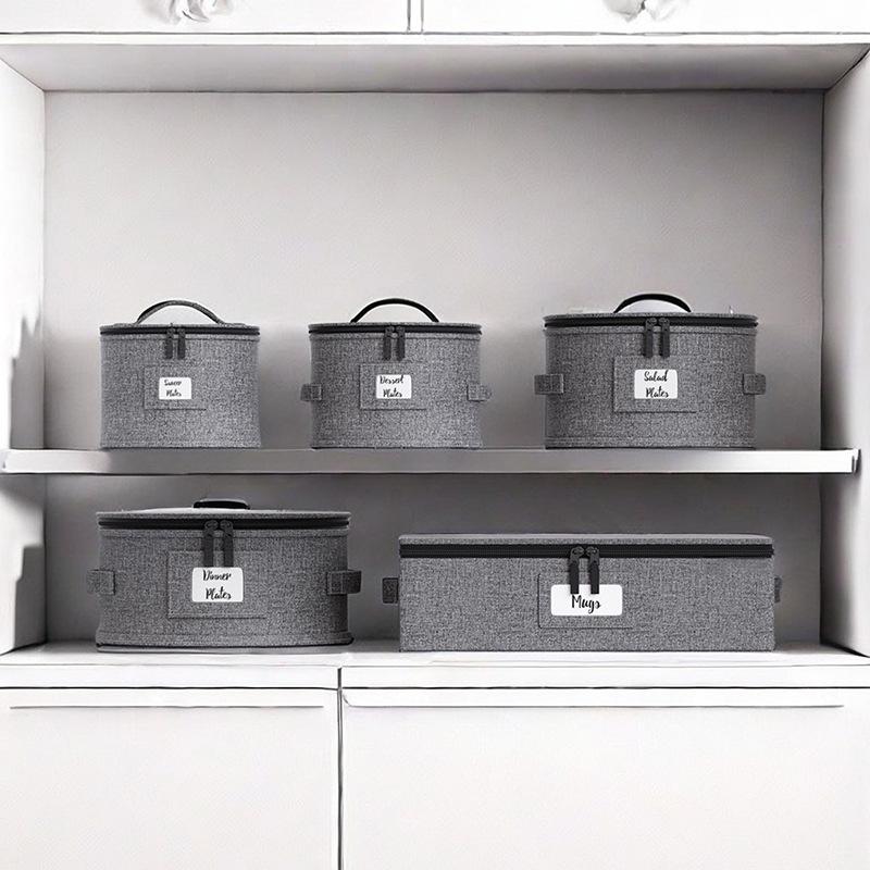 Cationic 5-Piece Bowl & Dish Storage Set with Round Zippered Lids