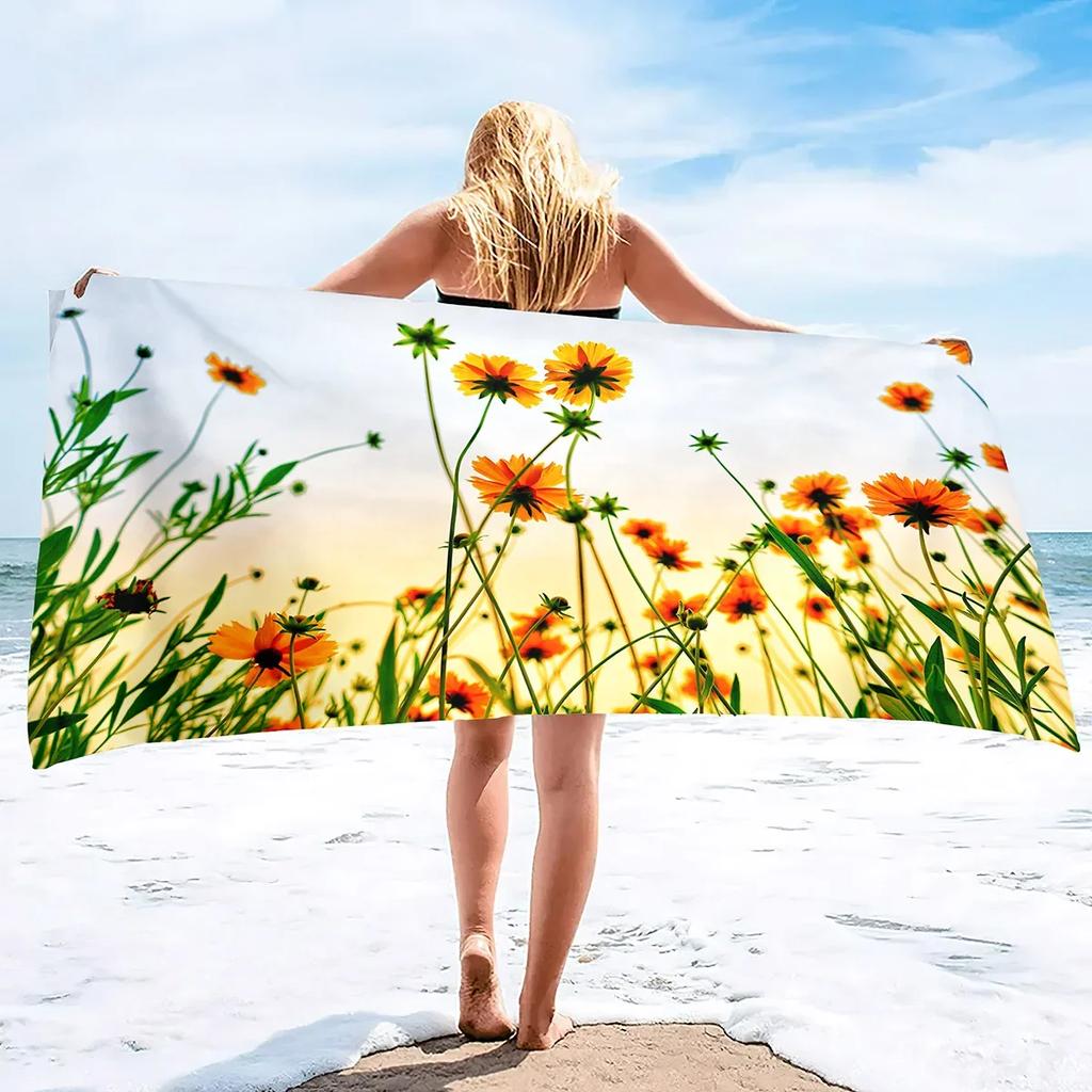 Natural Landscape Flowers Beach Towels Oversized Sand Free Quick Drying Beach Towel Big Bath Towels Beach Travel Accessories