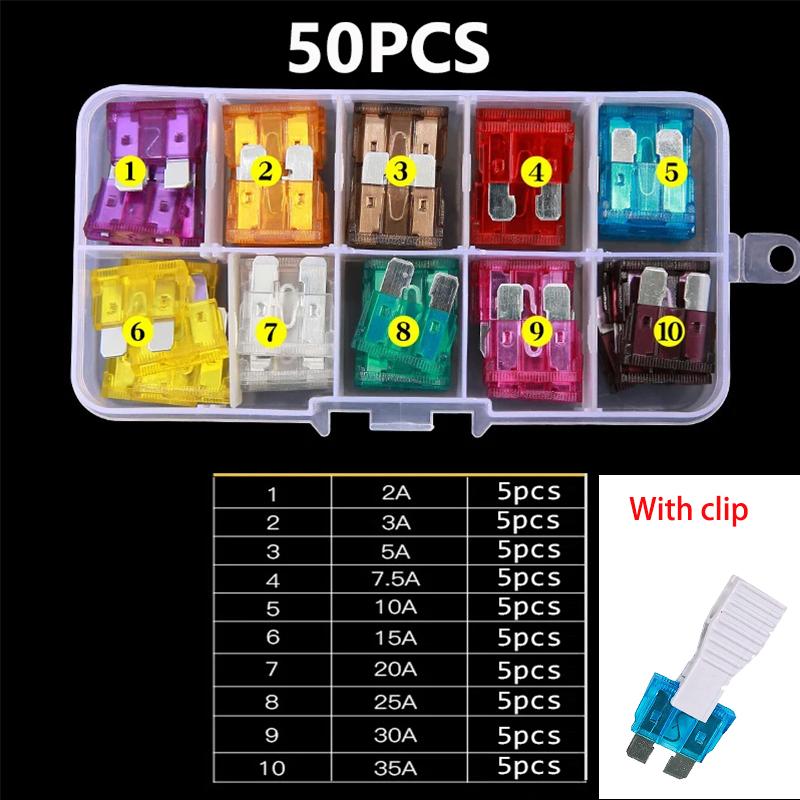 50/100/300PCS Car Fuse Assortment Set Profile Middle Size Blade Type Fuse Auto Car Truck 2-40A Fuse Accessories with Box Clip Fuses4