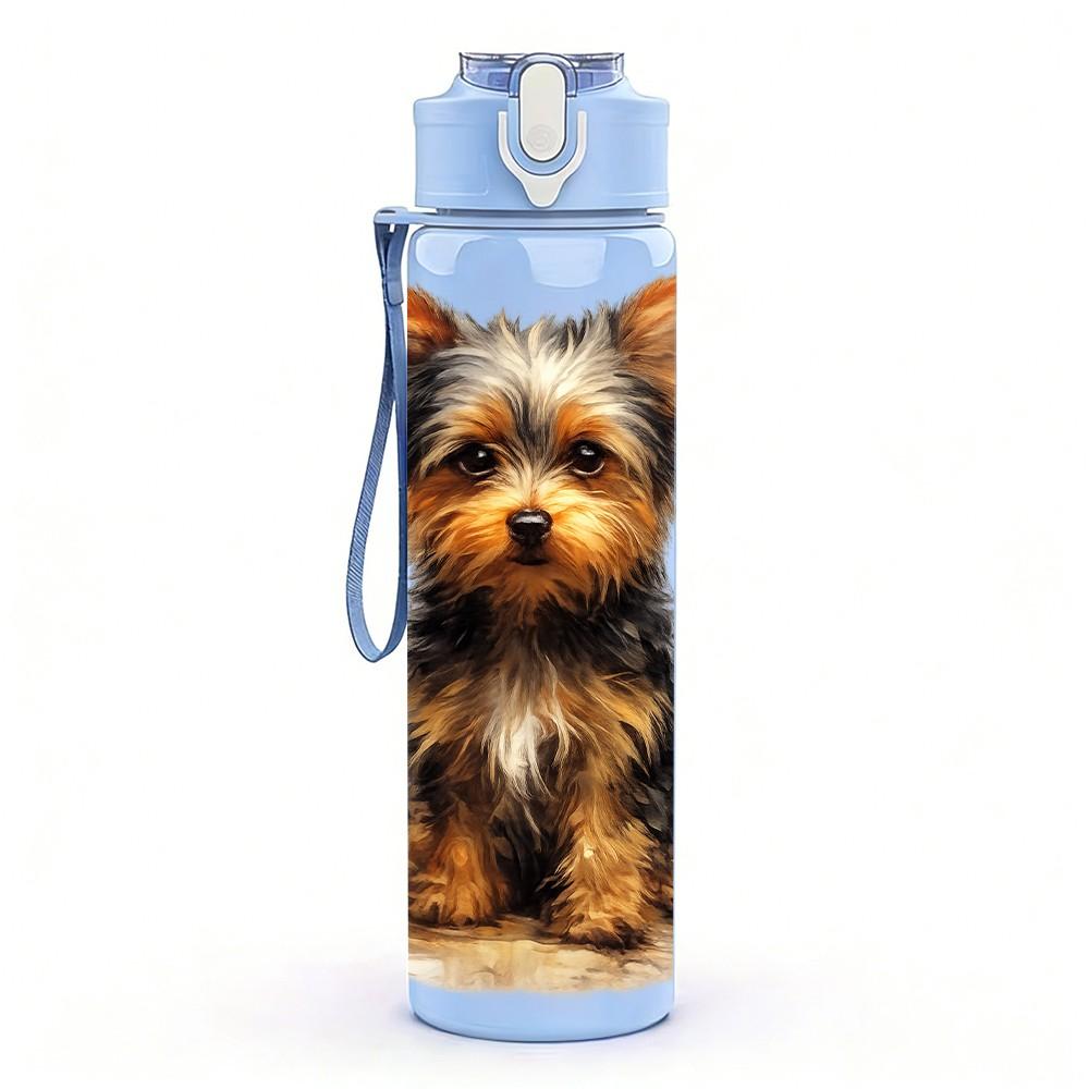 1PC Yorkshire Terrier Dog 750ml Color Plastic Sports Water Bottle Leakproof Flip Straw Lid Suitable for Sports Office Home Use