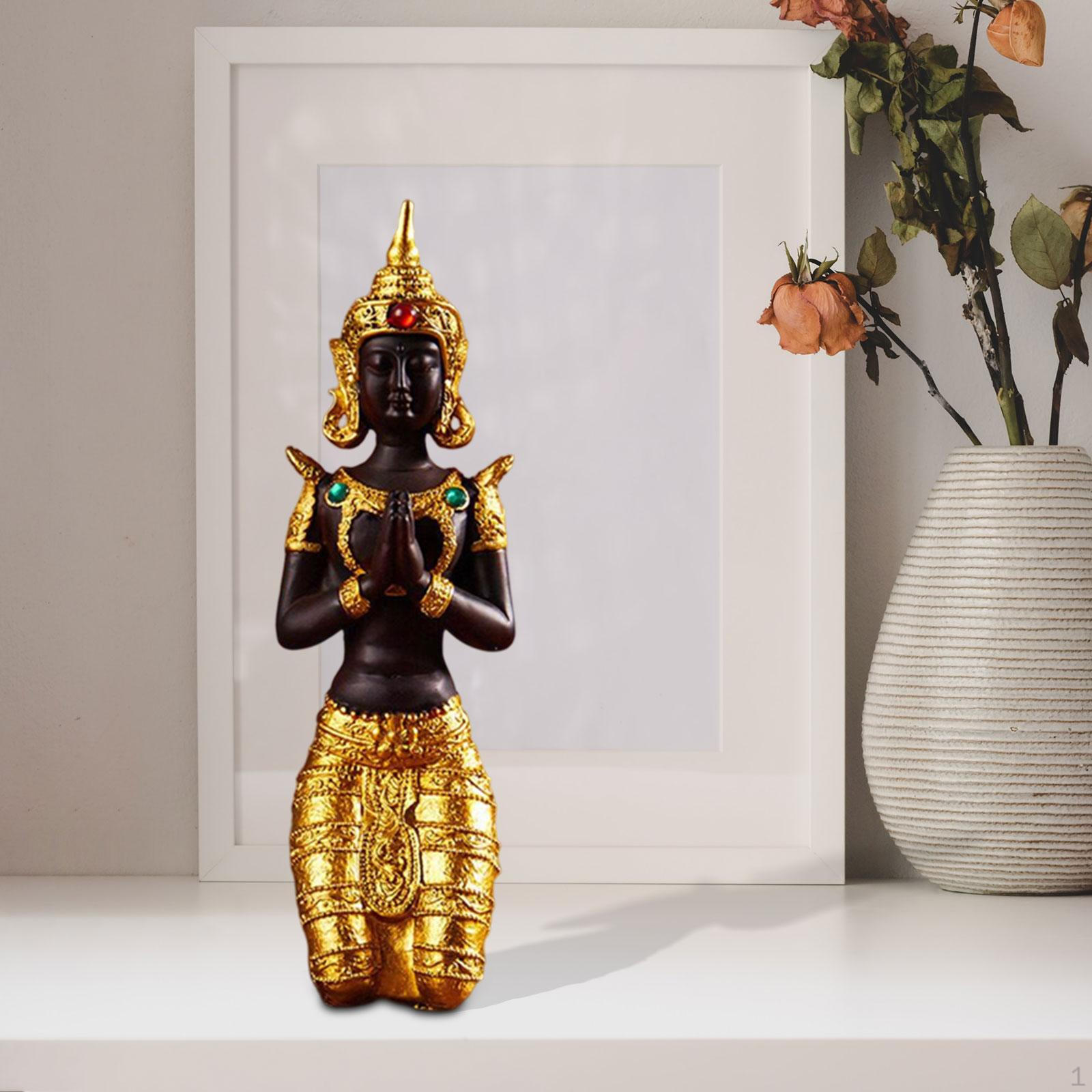 

Antique Kneeling Buddha Statue Sculpture Home Decor Art Crafts Meditation Ornaments for Style A