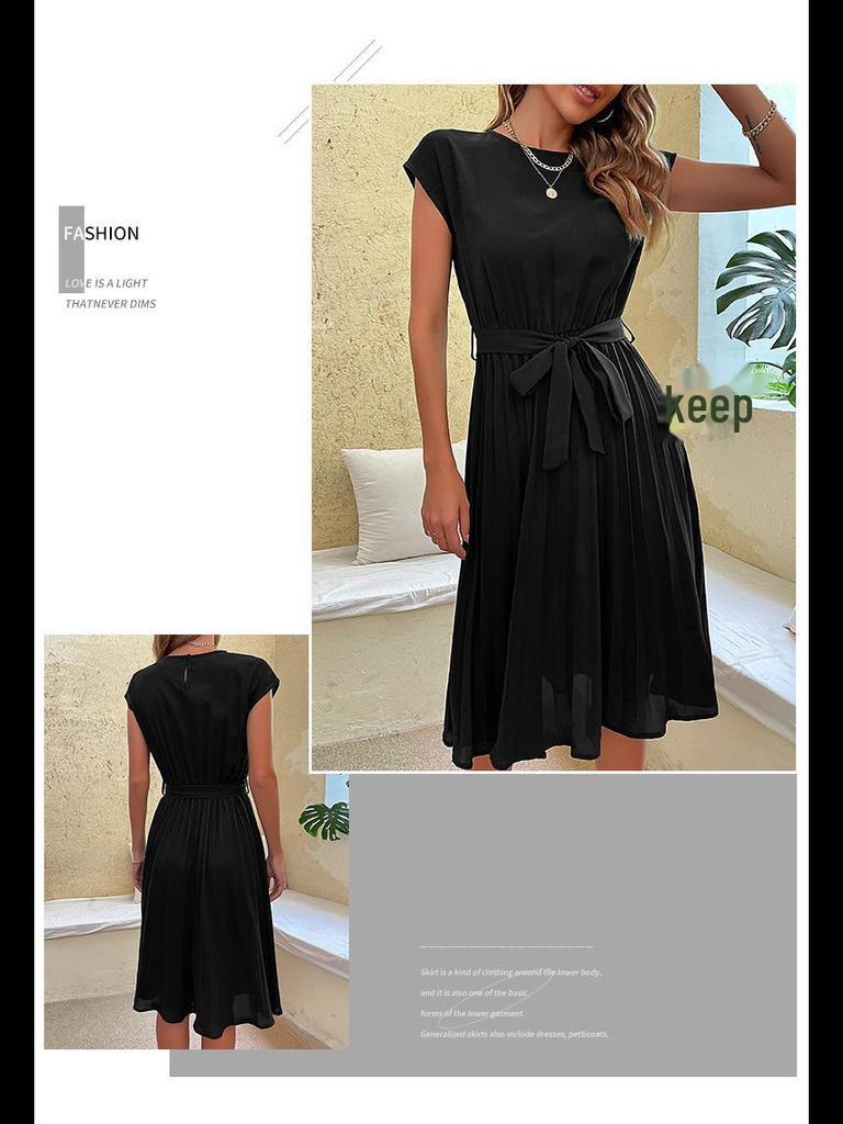 Rochie cu șireturi plisate pentru femei Vacanță de vară - Vânzare la cald în Europa și SUA