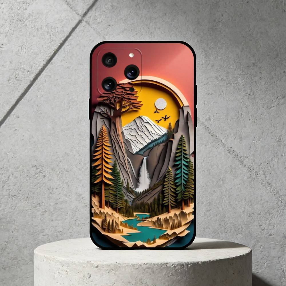

L-Layered Paper Cut Phone Case For iPhone 17,16,15,14,13,12,11 Plus,Pro Max,SE4Soft Silicone Black Cover iPhone17air