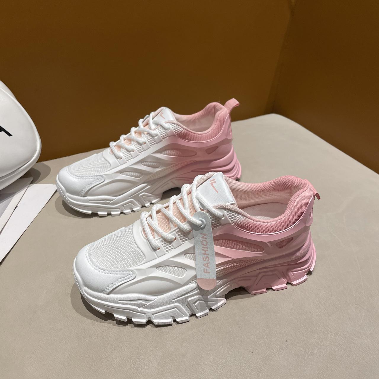 

Sneakers breathable and comfortable mesh versatile student dad shoes spring 2025 casual color-changing thick-soled dad shoes 35 розовый