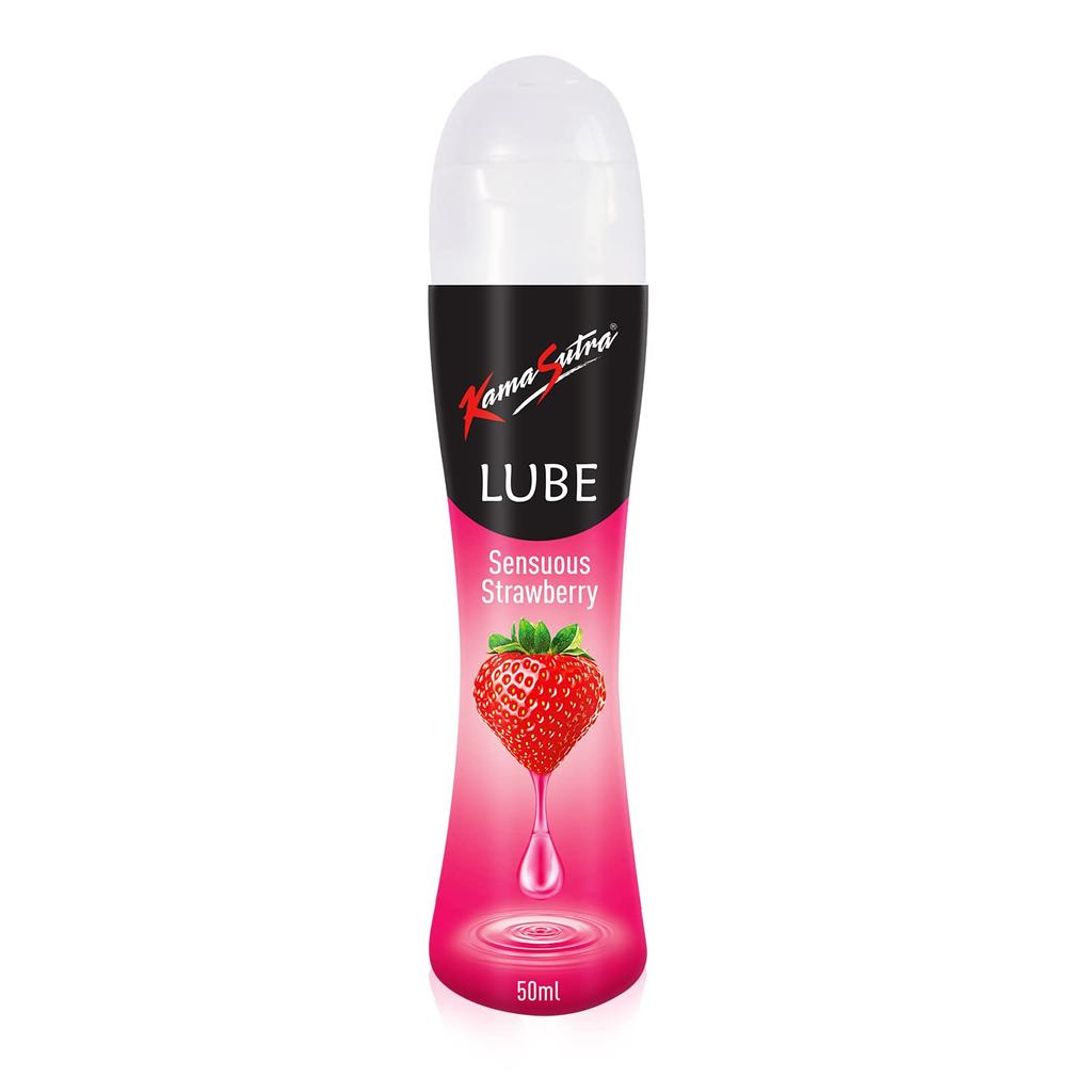 KamaSutra Lube Strawberry Personal Lubricant for Men & Women - 50 ml | Water based lube | Compatible with condoms | Easy to wash off | Convenient