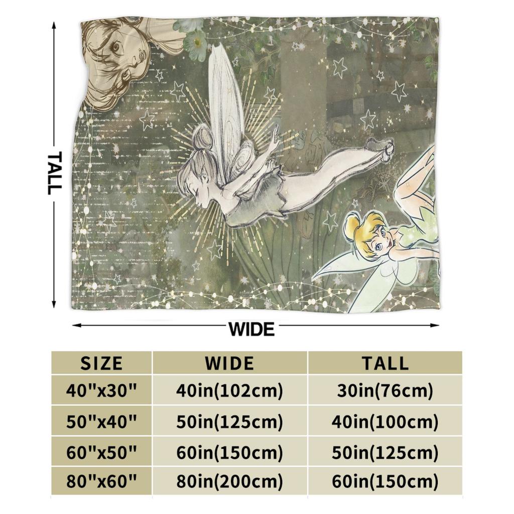 Tinker Bell Cartoon Knitted Blankets Velvet Animated Fantasy Film Super Soft Throw Blankets for Bedroom Sofa Bedspread