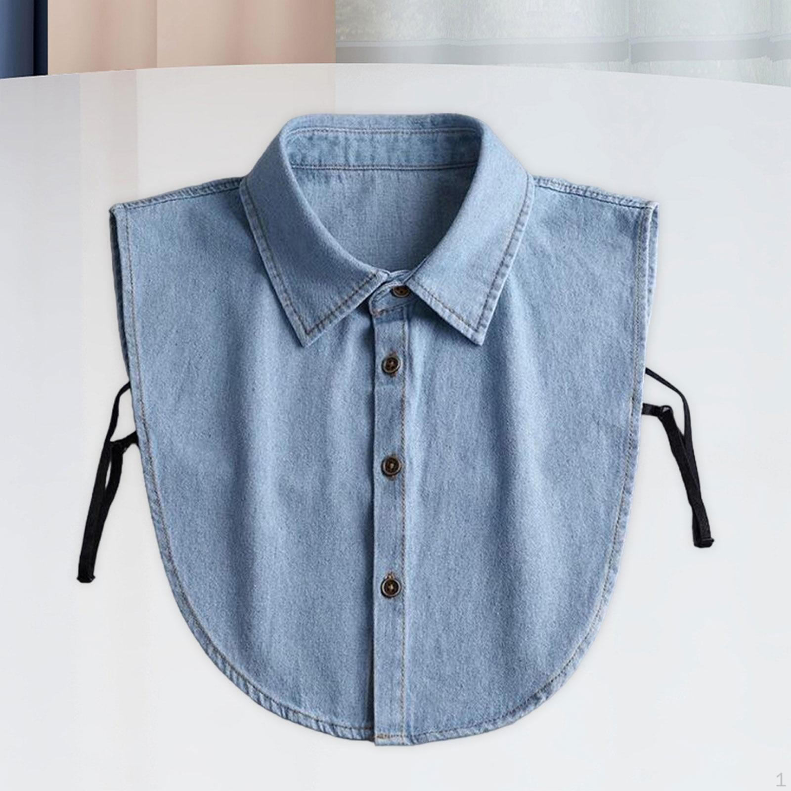 Поддельный воротник Поддельный регулируемый женский поддельный для одежды рубашки блузки джинсовый синий
