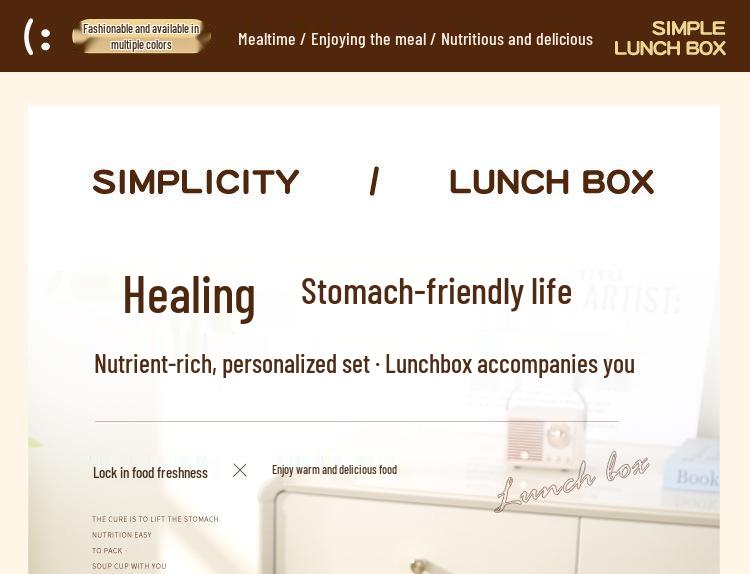 304 Stainless Steel Double Compartment Lunch Box for Students & Office Workers
