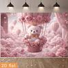 1Pcs Pink Teddy Bear Hot Air Balloon Decoration Background Backdrop For Photo Studio Photo Booth Party