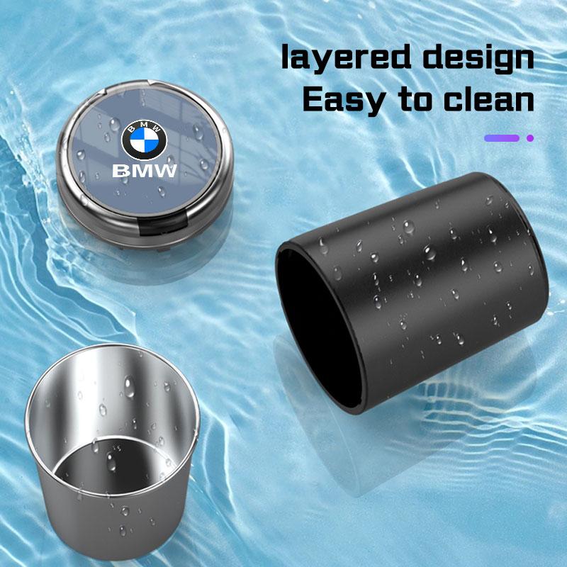 Car Ashtray With LED Light For BMW X1 X2 X3 X5 X4X6 X7 1 3 5 6 7 Series E60 E90 E70 G20 G30 G70 i7 Flame Retardant Cigarette Box