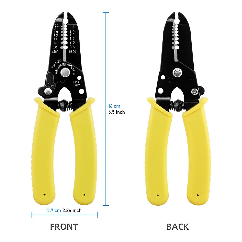 6 Inch Multifunctional Wire Stripper Pliers for AWG22-10, Cable Stripping Cutting Hand Tool for Electric Wire