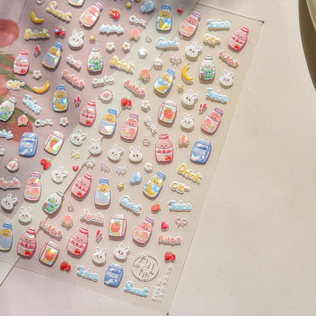 Beach Shell Swim Ring Bikini Watermelon Cat Ice Cream Crab Sunglass Coconut Tree Flowers Fruits Nail Art Stickers Decals