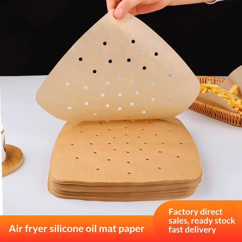 100Pcs Air Fryer Paper Disposable Air Fryer Parchment Kraft Paper Liners Non-Stick Steamer Liners For Oven Microwave Steaming