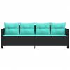 Sun Lounger with Cushions Black Poly Rattan