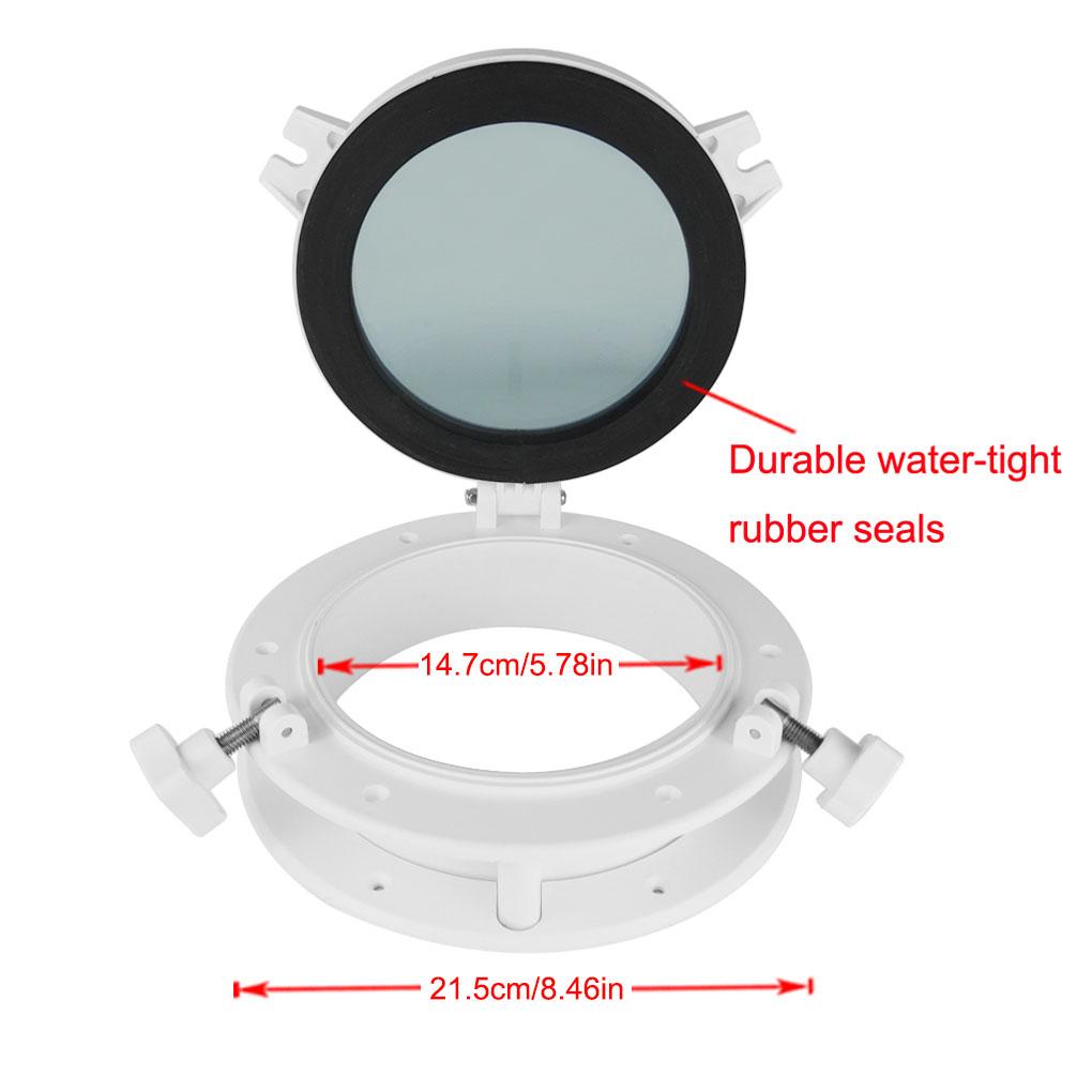 ABS Round Boat Porthole Fishing Boats Kayak Port Hole Anti-Rust 4mm Tempered Glass Waterproof Pre-drilled Opening Portlight