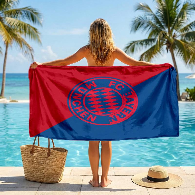 FC Bayern München Druck Schnelltrocknendes Strandtuch Mikrofaser Saugfähig Tragbares Reise-Badetuch