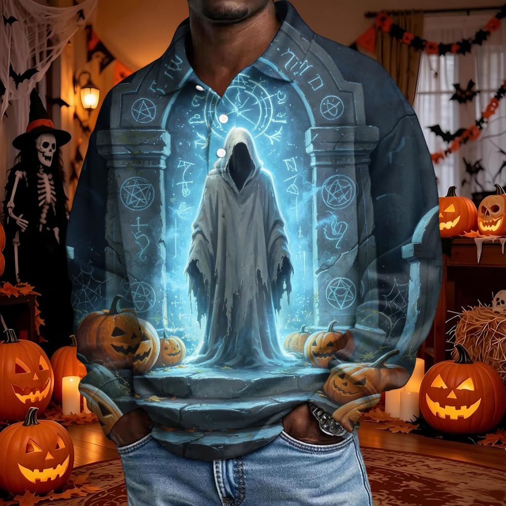 Cămașă cu nasturi și mânecă lungă pentru bărbați de Halloween