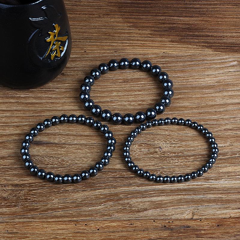Fashion Magnetic Hematite Beads Bracelet Men Nature 4-20mm Reiki Healing Energy Stone Bracelets for Women Protect Health Jewelry