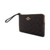 Coach 20 Iconic Brand Print Zipper Closure Faux Leather Clutch Small Women’s Walnut and Black Black