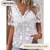 Women's Fashion Casual Solid Color Print V-Neck Short Sleeve Blouses & Shirts