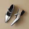 Woman Fashion Pointy Mary Jane Shoes 2025 Spring New Elegant Pumps Female Sexy Pointed Toe High Heels Thick Heel Party Shoes
