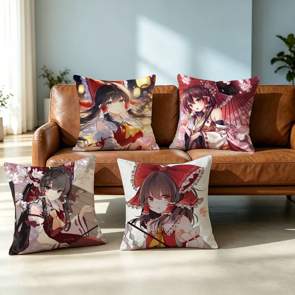 Touhou Project Reimu-Hakurei Square Double-Sided Printed Pillow Case Bedroom Bedside Pillow Sofa Cushion Cover Gift