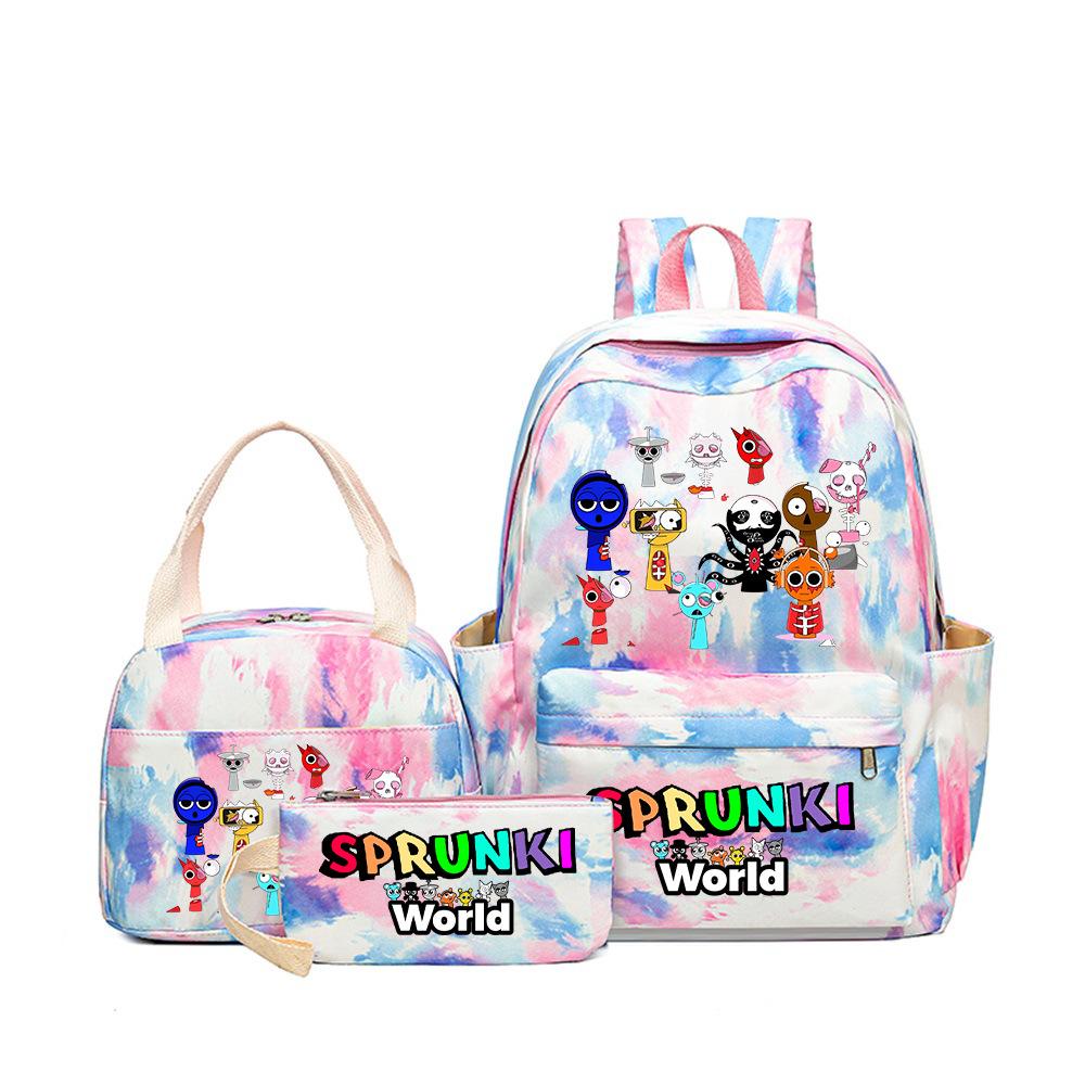 Rhythm Box Music Game Heat Transfer Backpack Sprunki Primary and Secondary School Students Children's Cute Schoolbag Three-piece Set