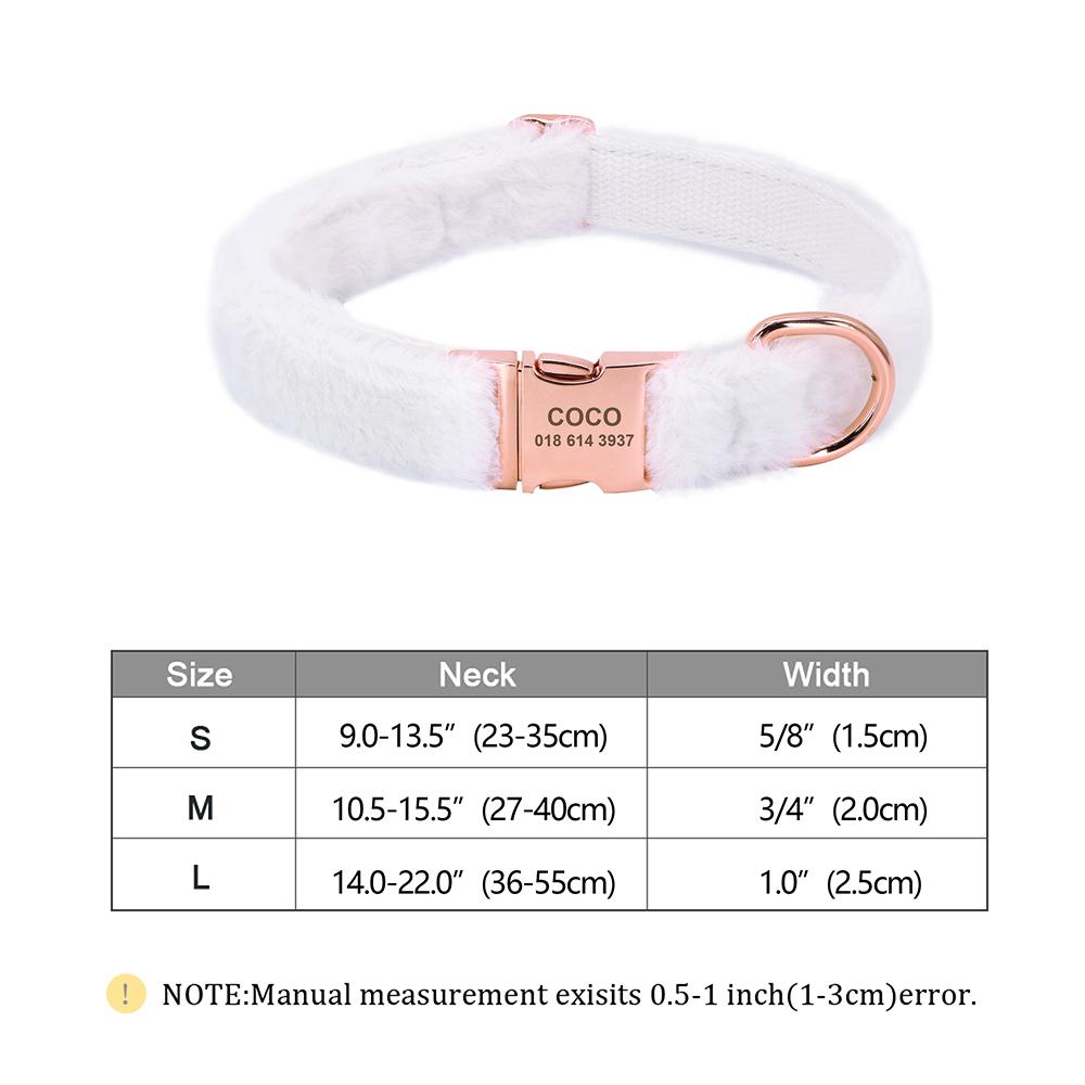 

Собачий ошейник на заказ, мягкий бархатный ошейник для собак, зимняя персонализированная бирка для идентификации питомца, плюшевое ожерелье для маленьких и больших собак, мопсов, бесплатная гравировка S